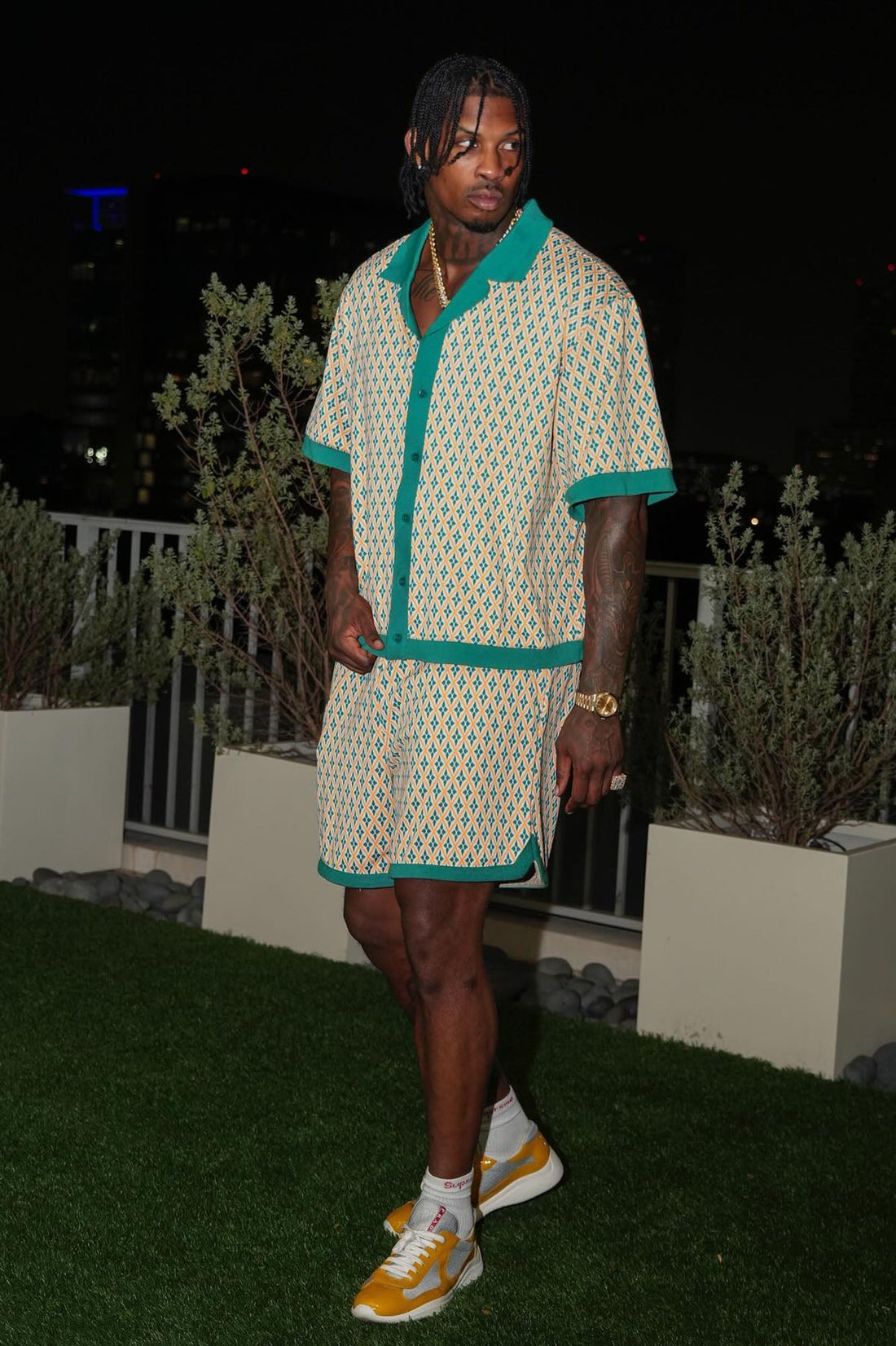 Rushmore Knit Warmup Shorts - Green/combo