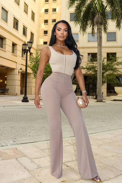 Tall Victoria High Waisted Dress Pants - Taupe