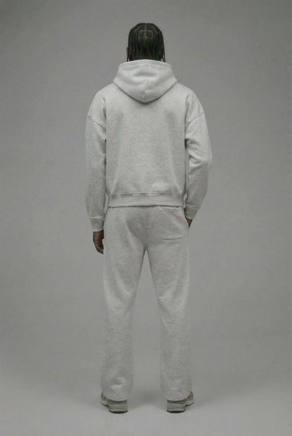 410 Oversized Cropped Zip Hoodie - Heather Grey