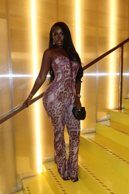 Wild Girl Mesh Jumpsuit - Purple/combo