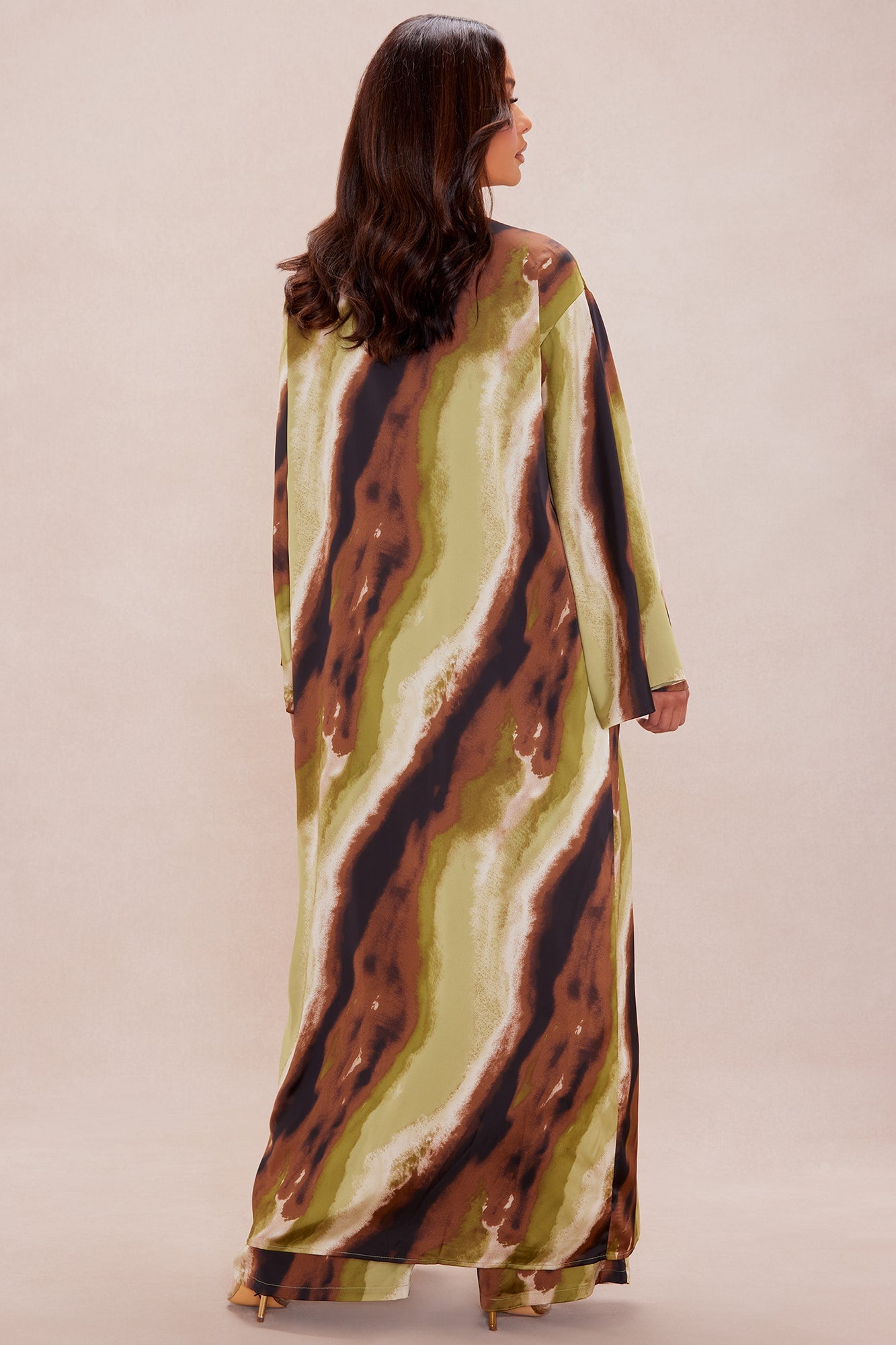 Rae Satin Kimono Set - Green/combo