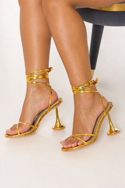 Blind Love Wrap Up Heels - Gold