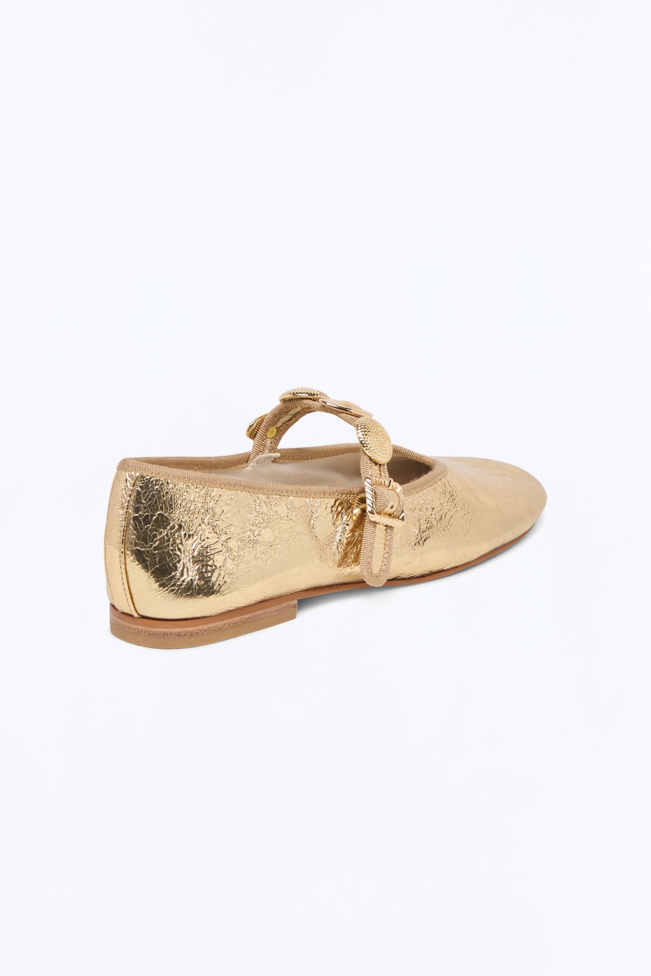 Dolce Vita Relan Distressed Leather Ballet Flats - Gold