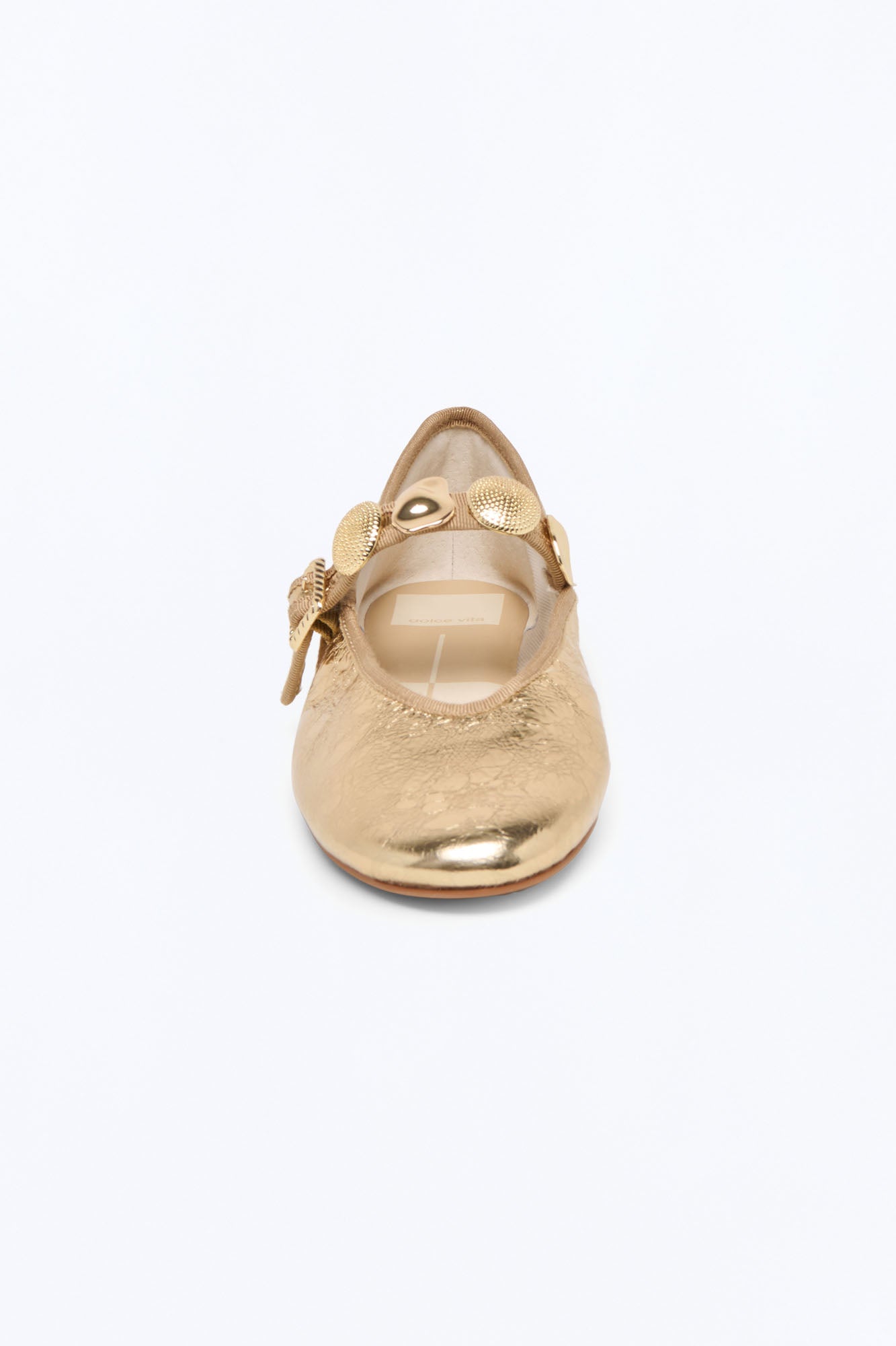 Dolce Vita Relan Distressed Leather Ballet Flats - Gold