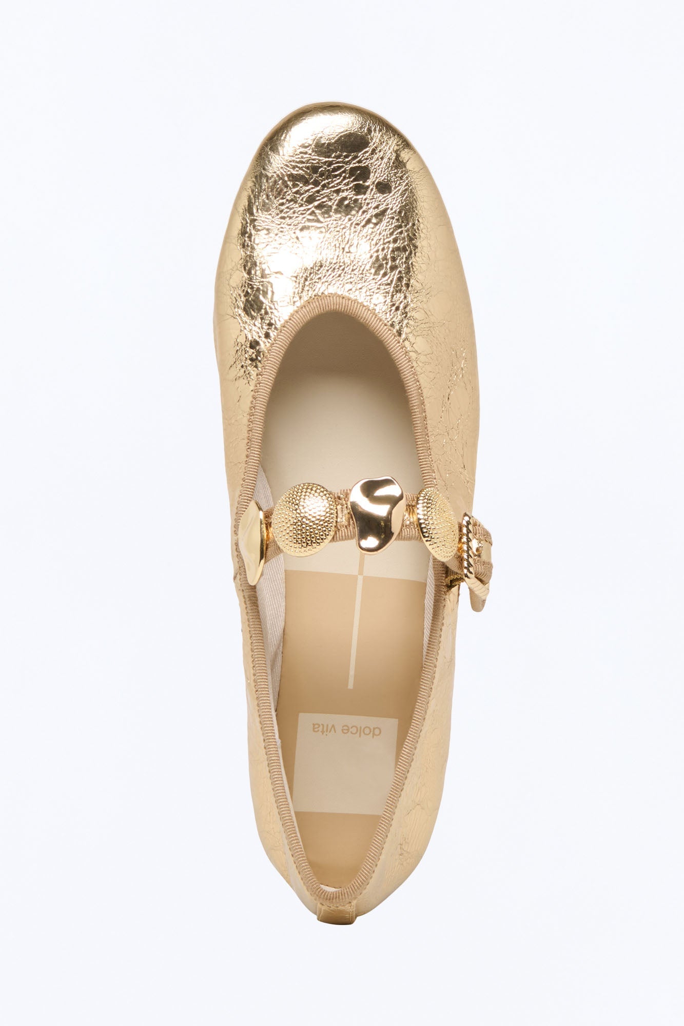 Dolce Vita Relan Distressed Leather Ballet Flats - Gold