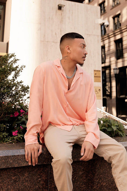 Dawson Relaxed Long Sleeve Button Up Shirt - Mauve