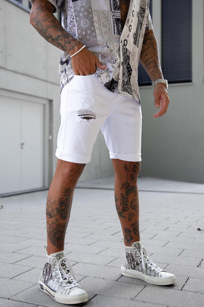 Earl Denim Shorts - White