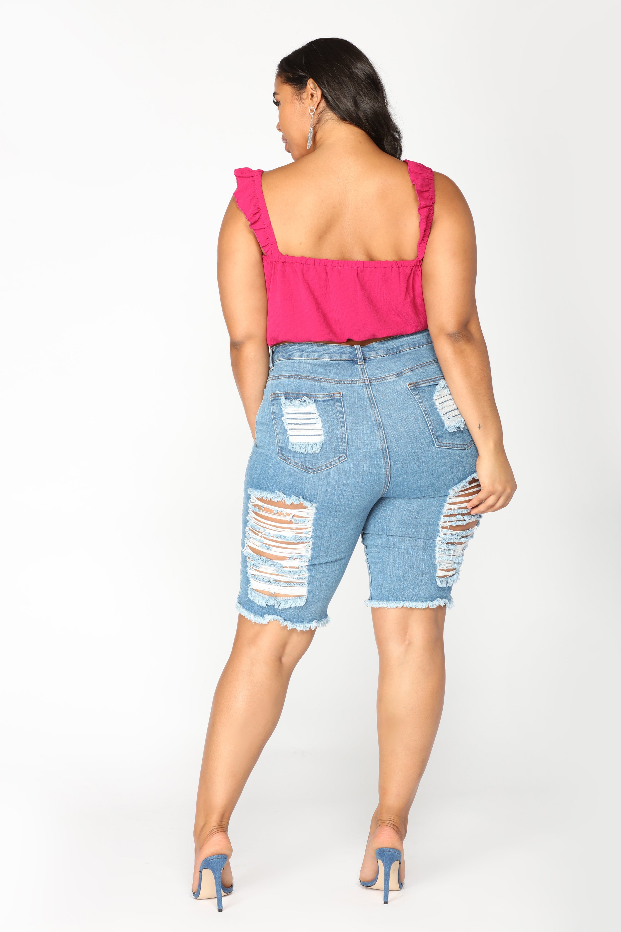 Wave Crasher Bermuda Shorts - Medium Blue Wash