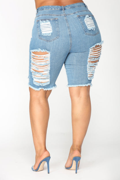 Wave Crasher Bermuda Shorts - Medium Blue Wash