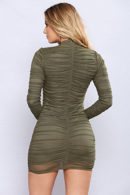 Paparazzi Ruched Dress - Olive
