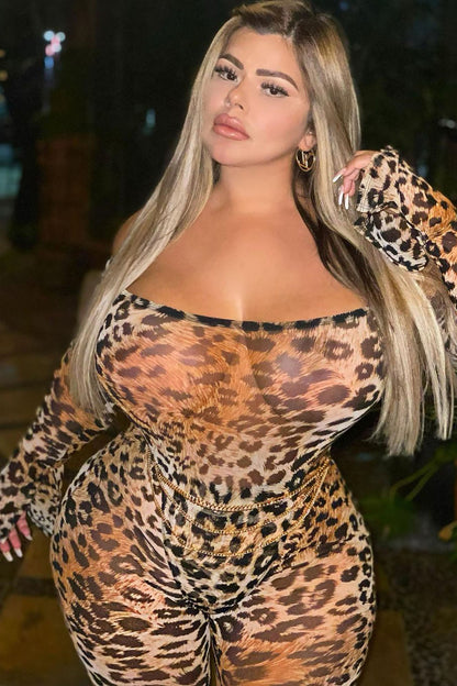 Feline Sexy Matching Set - Brown/combo