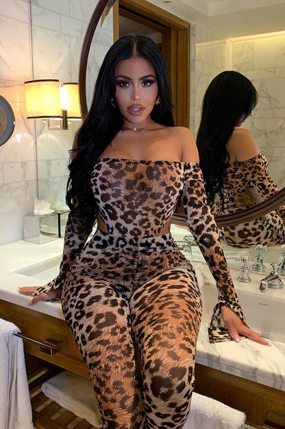 Feline Sexy Matching Set - Brown/combo