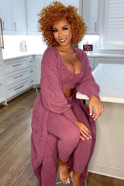 Living In It 3 Piece Legging Set - Plum