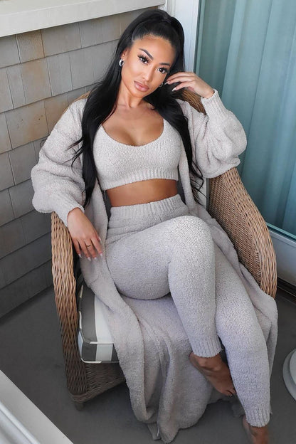 Living In It 3 Piece Legging Set - Taupe