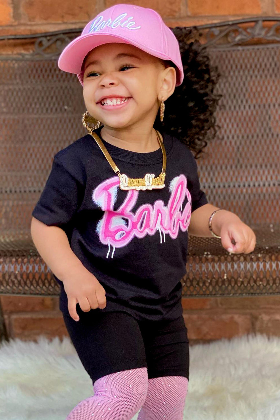 Mini Barbie Graffiti Tee - Black