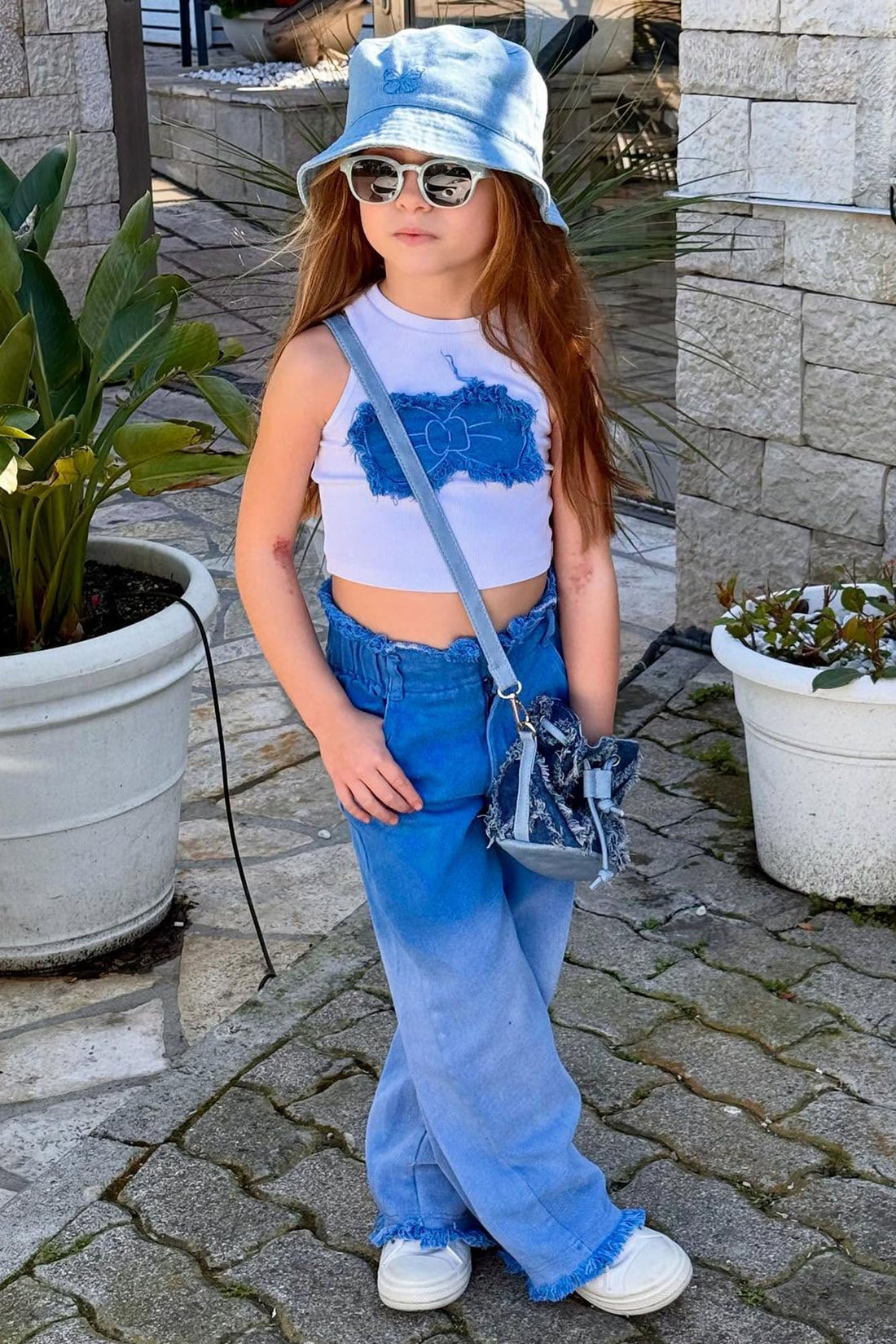 Mini Fly Girl Pant Set - Blue/combo