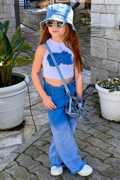 Mini Fly Girl Pant Set - Blue/combo
