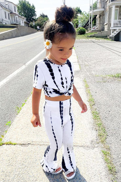 Mini Jazmin Flare Tie Dye Pant Set - White/combo