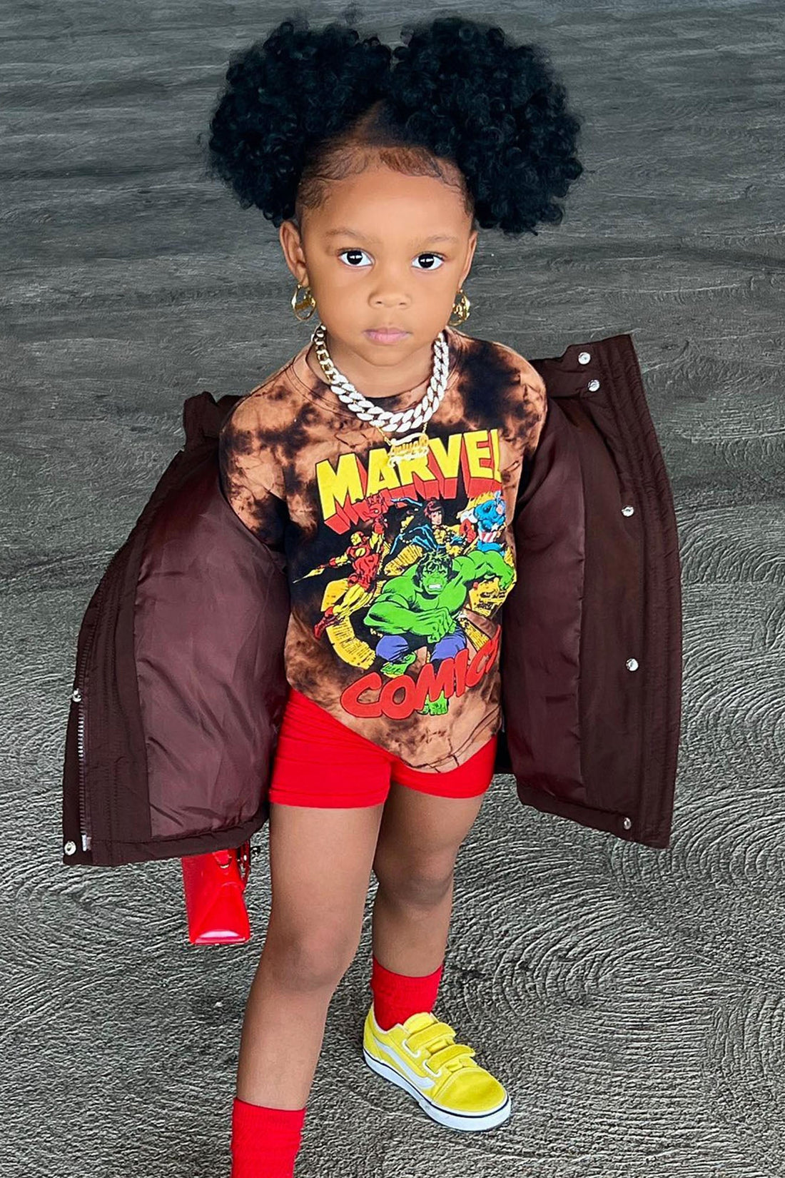Mini Marvel Comics Tie Dye Tee - Black/Brown