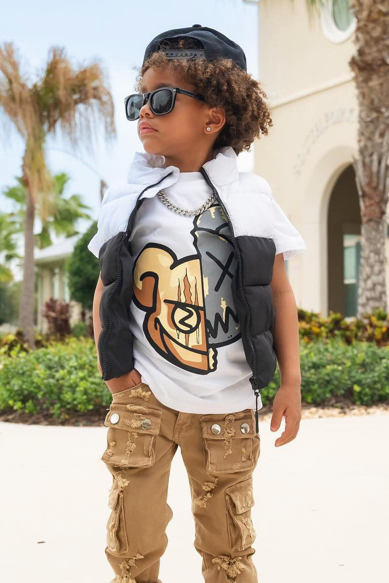 Mini Mean Teddy Short Sleeve Tee - White