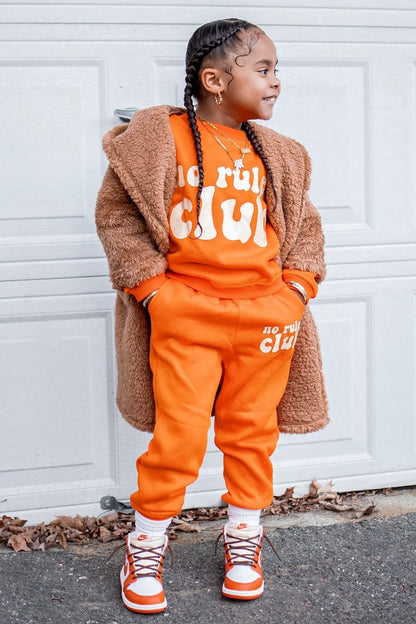 Mini No Rules Club French Terry Jogger Set - Orange
