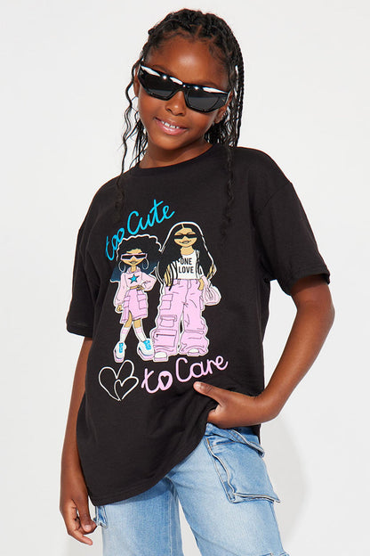 Mini Too Cute To Care Short Sleeve Tee - Black