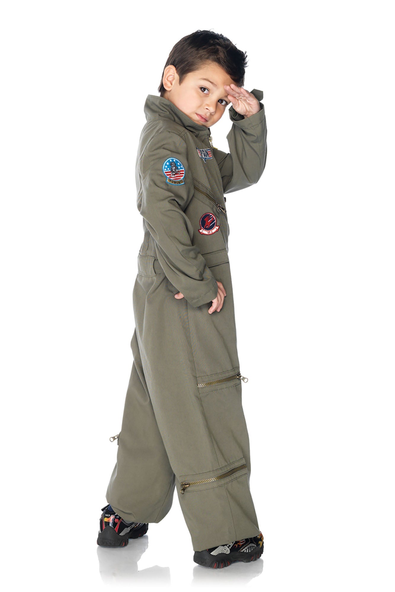 Mini Top Gun Flight Jumpsuit Costume - Olive