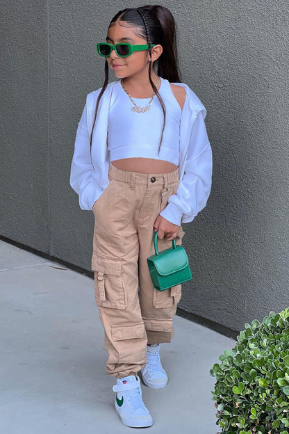 Mini Twill Cargo Pants - Khaki