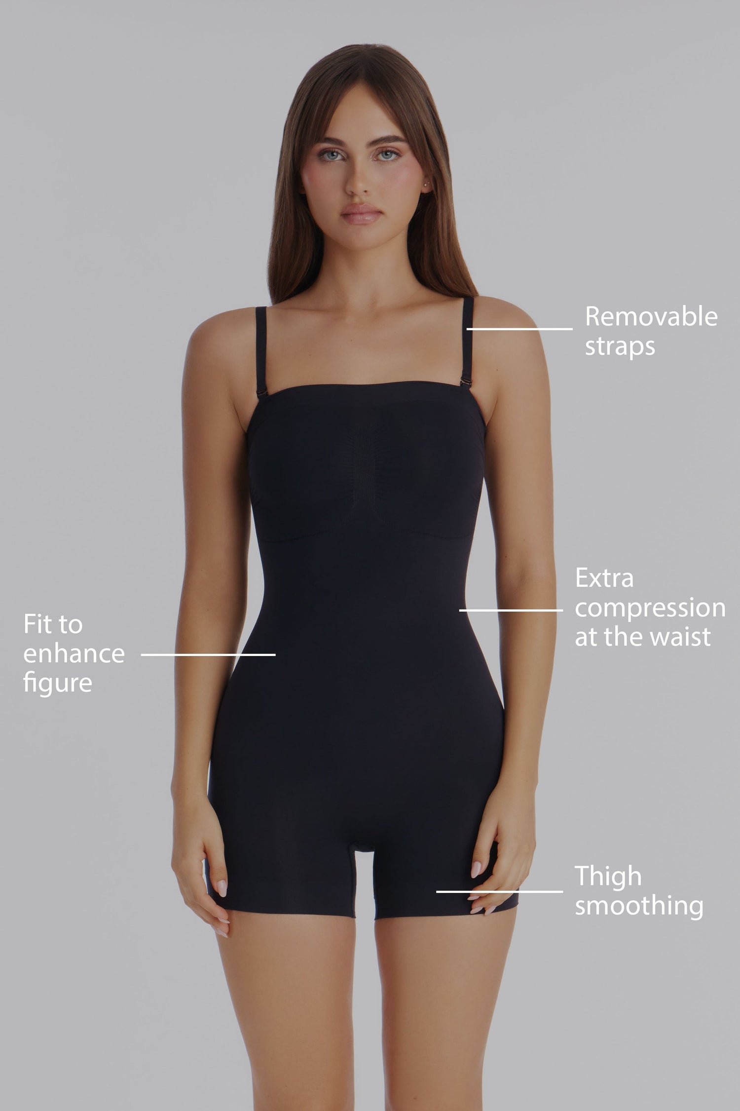 Nova Sculpt Seamless Strong Compression Strapless Shortie Bodysuit - Black