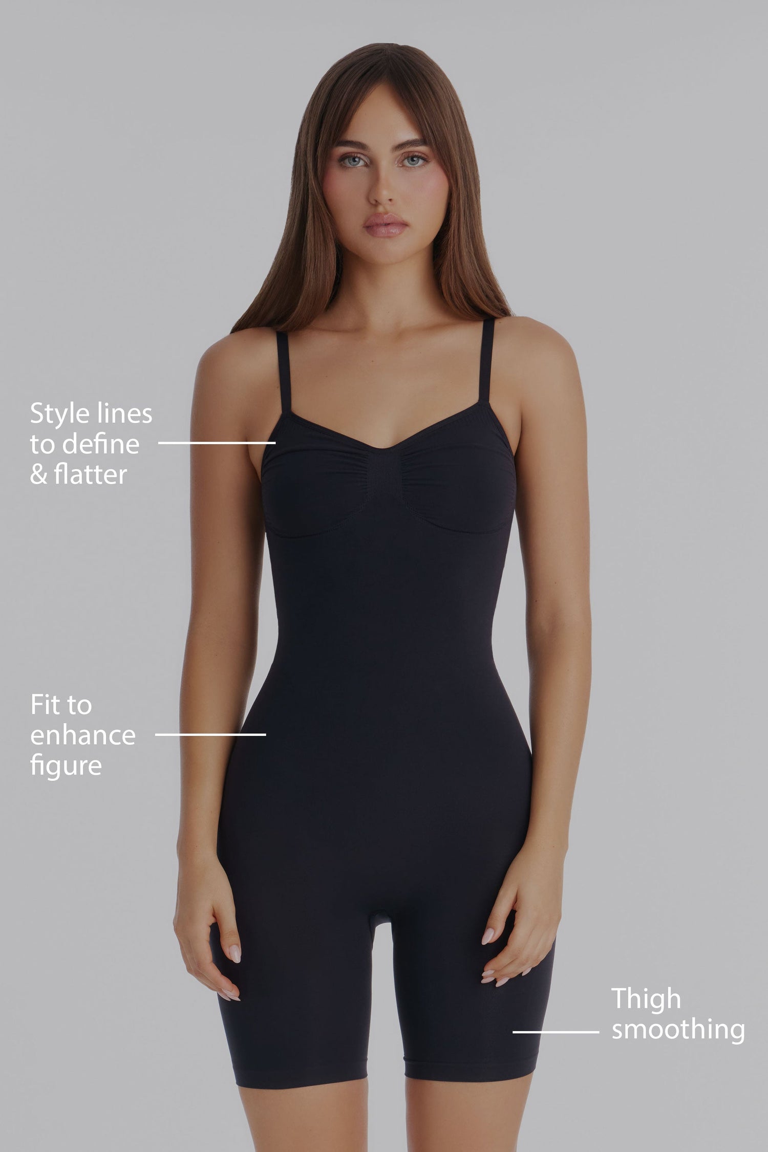 Nova Sculpt Seamless Strong Compression Thigh Shaping Bodysuit - Black