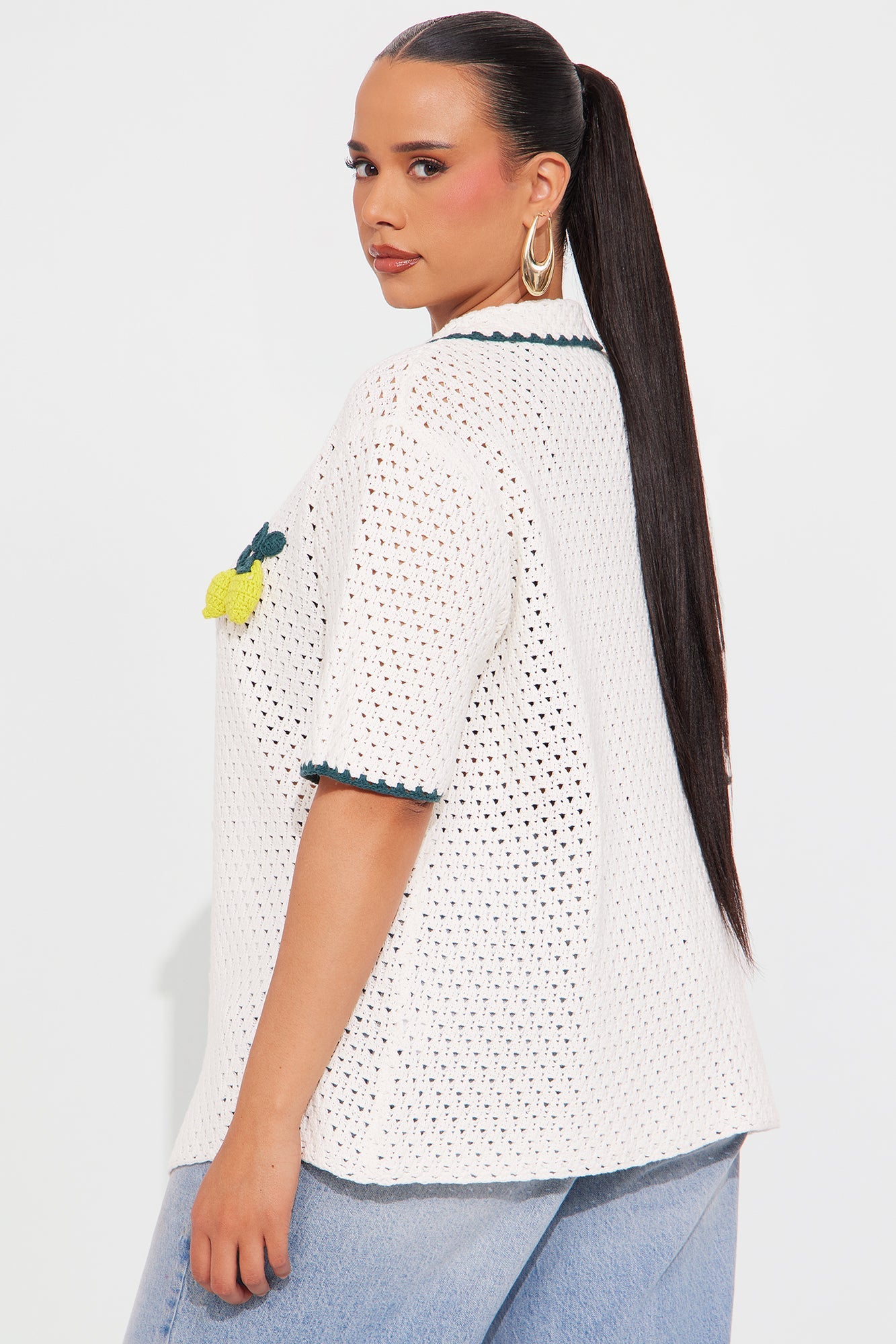 Give Me Lemons Crochet Shirt - White/combo
