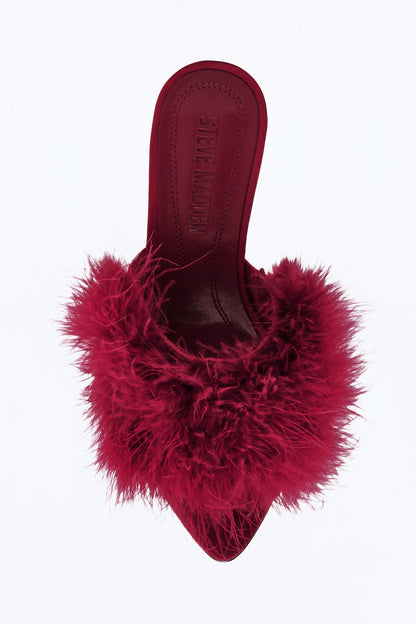 Steve Madden Ashbey Feather Stiletto Heels - Burgundy