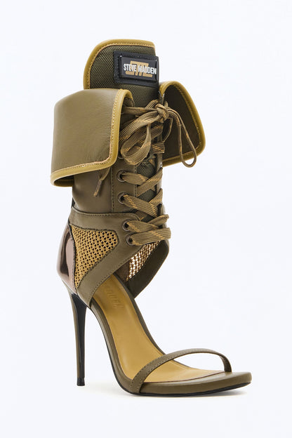 Steve Madden Casella Lace-Up Heels - Olive