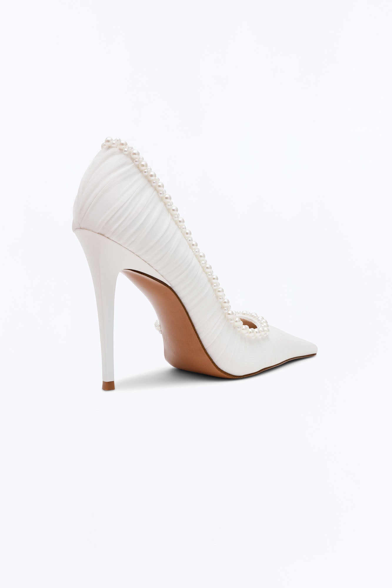 Steve Madden Elegant Pearl Mesh Stiletto Pumps - Ivory