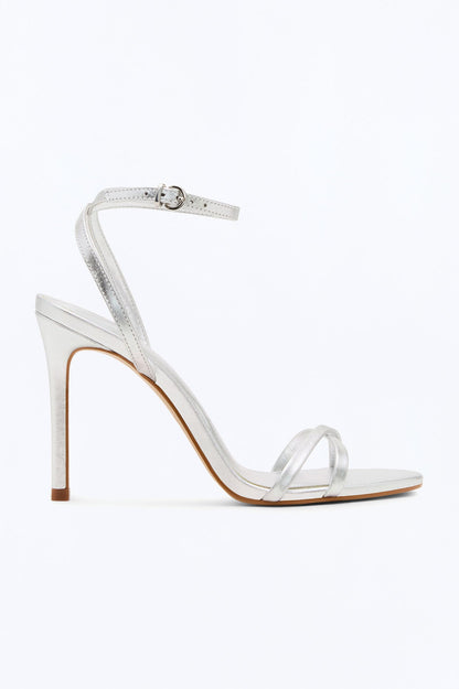 Steve Madden Jypsey Leather Stiletto Heels - Silver