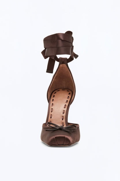Steve Madden Larina Satin Pumps - Dark Brown