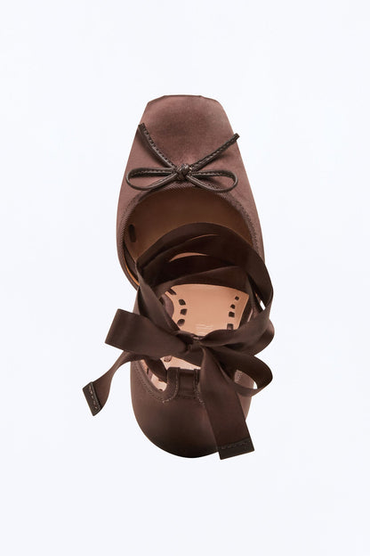 Steve Madden Larina Satin Pumps - Dark Brown