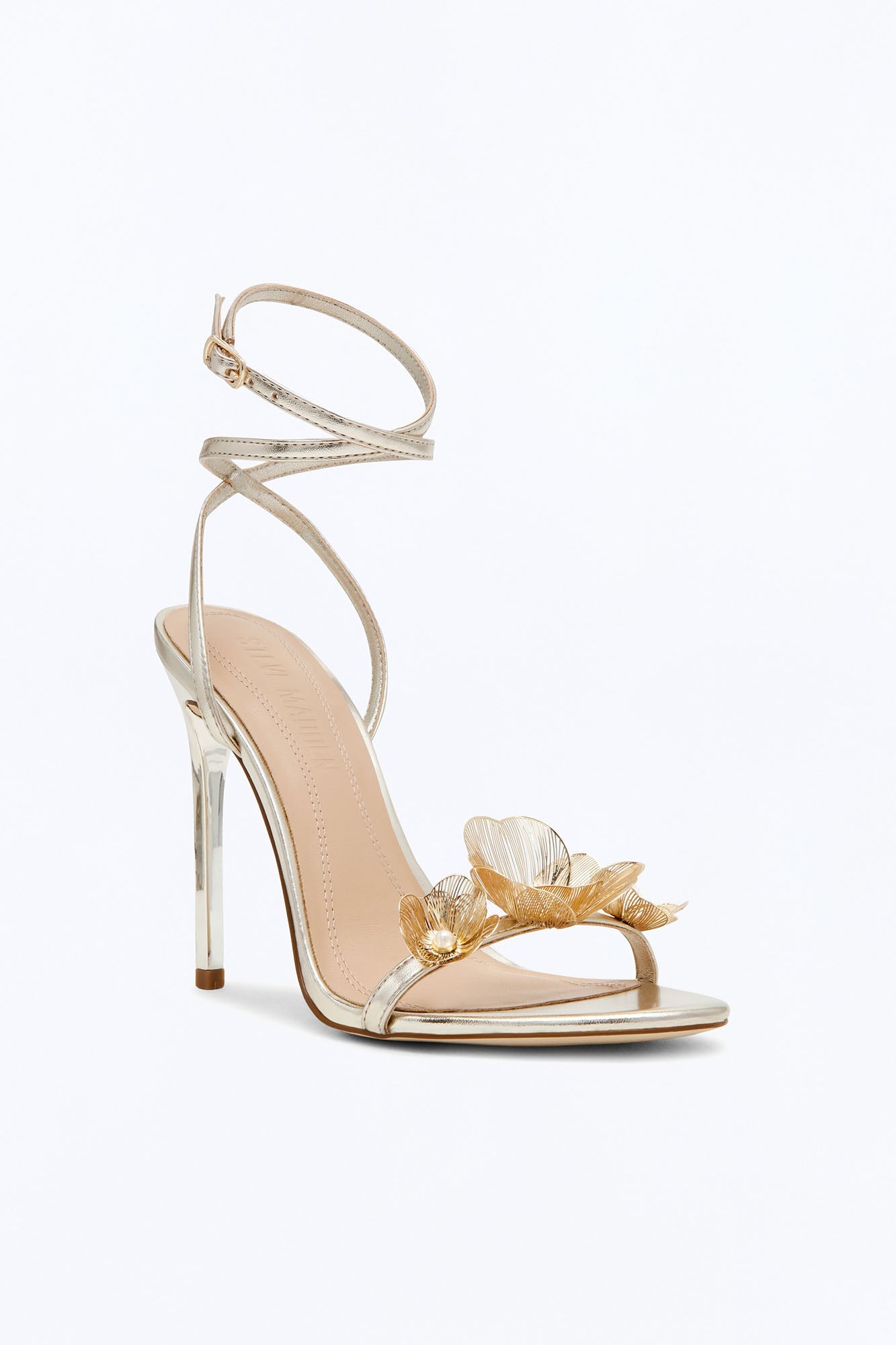 Steve Madden Sheila Metal Floral Heels - Gold