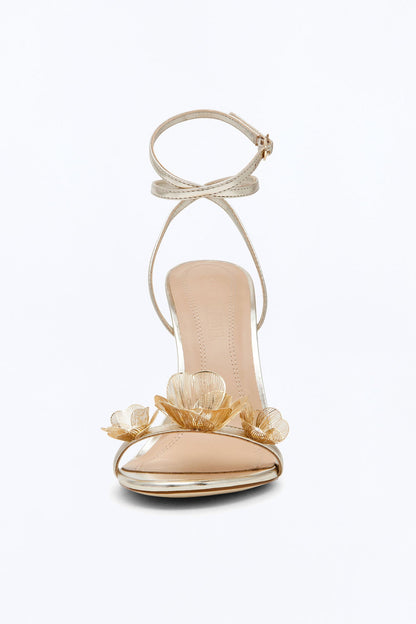 Steve Madden Sheila Metal Floral Heels - Gold