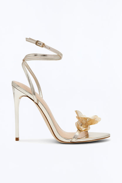 Steve Madden Sheila Metal Floral Heels - Gold