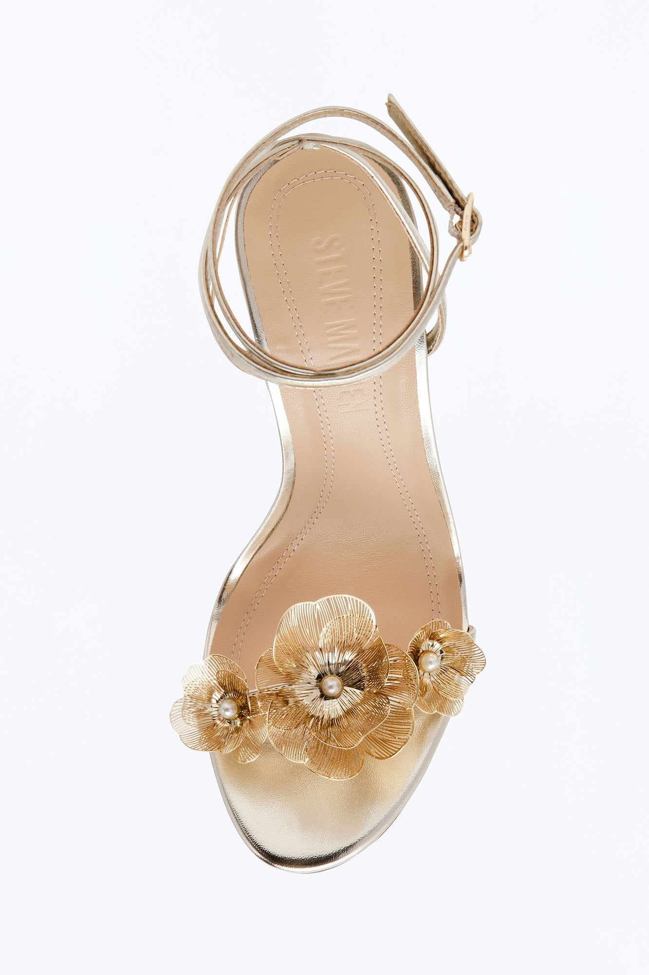 Steve Madden Sheila Metal Floral Heels - Gold
