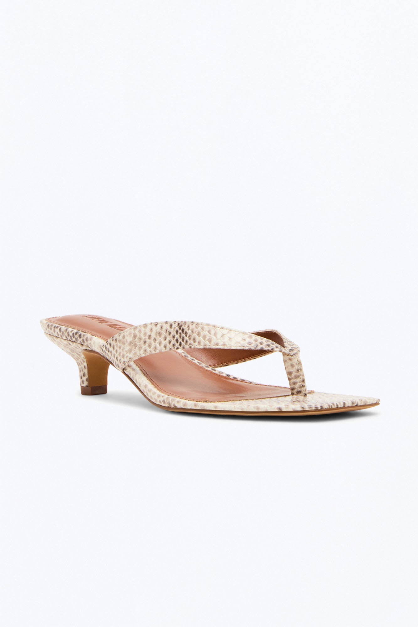 Steve Madden Tracie Snake Thong Kitten Heels - Natural/Combo