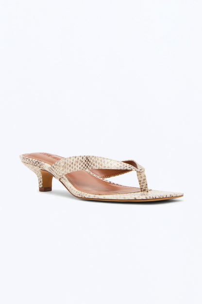 Steve Madden Tracie Snake Thong Kitten Heels - Natural/Combo