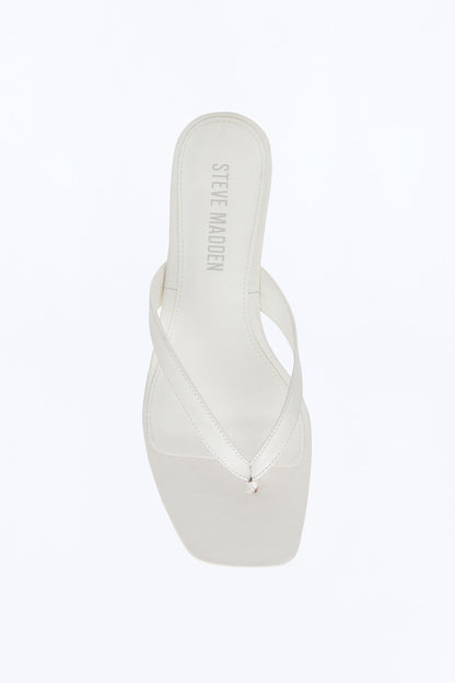 Steve Madden Tracie Leather Thong Kitten Heels - White
