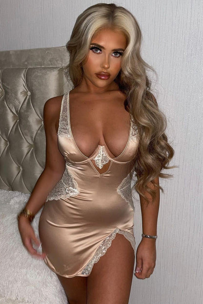 Soft Kisses Satin Babydoll - Gold