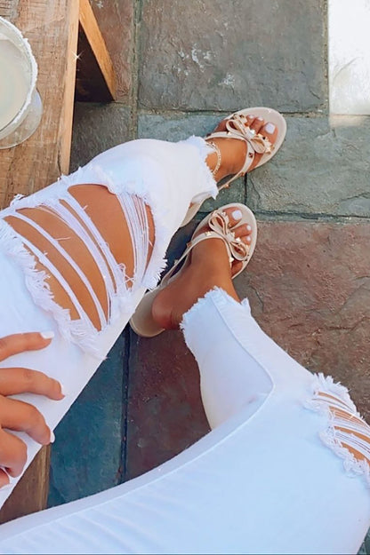 Studded Sister Flat Sandal - Blush