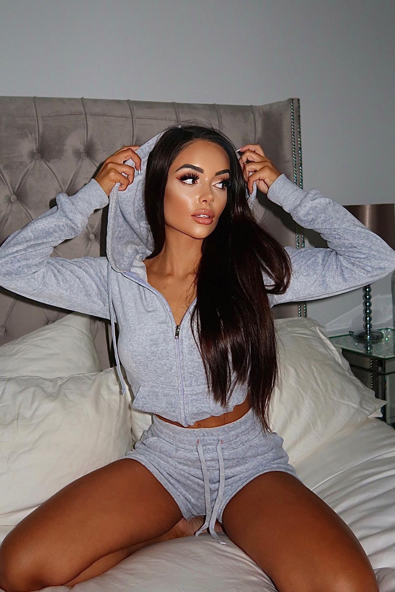 The OG Trendsetter Velour Short Set - Heather Grey