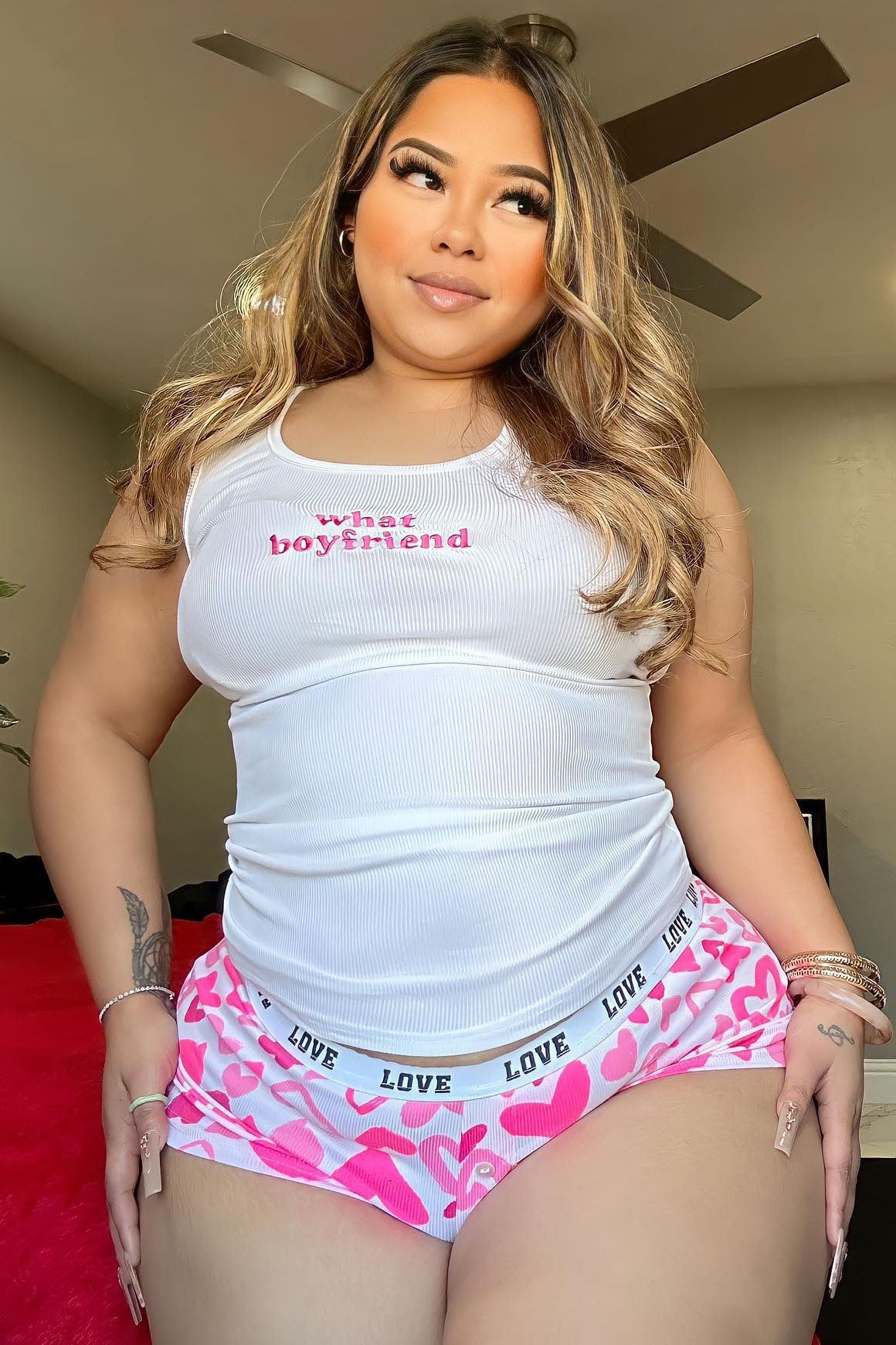 What Boyfriend Babe PJ Short Set - White/Pink