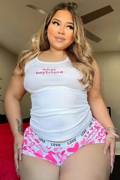 What Boyfriend Babe PJ Short Set - White/Pink