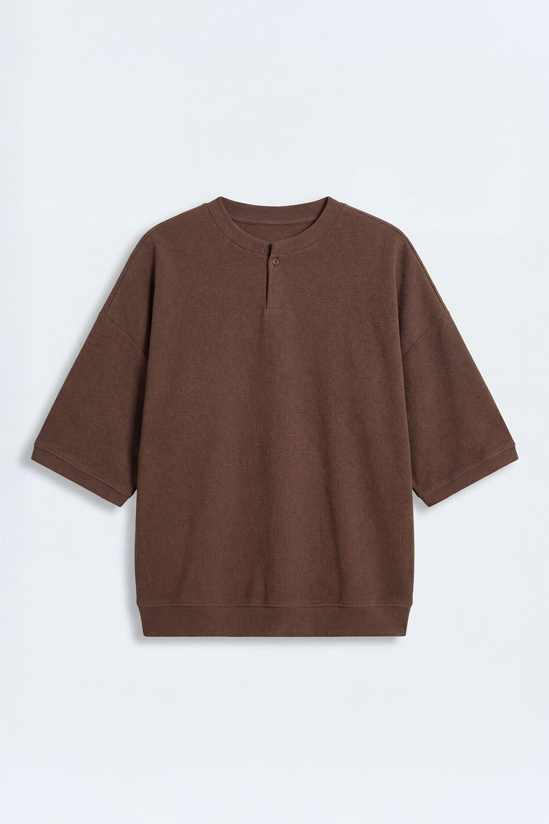 Relaxed Fit Classic Henley - Brown